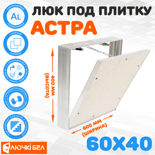 Фото Люк под плитку со съемной дверцей Астра 60х40 в интернет-магазине napolke.by