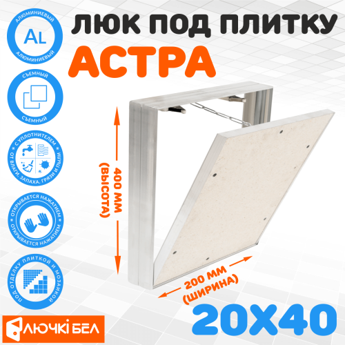 Фото Люк под плитку со съемной дверцей Астра 20х40 в интернет-магазине napolke.by