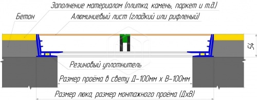 Фото Напольный люк со съемной рифленой крышкой Премиум Лайт 100х100 в интернет-магазине napolke.by Фото Напольный люк со съемной рифленой крышкой Премиум Лайт 100х100 в интернет-магазине napolke.by